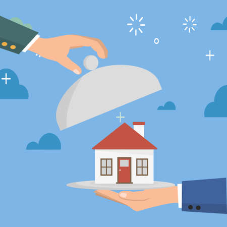 Real estate selling concept with isolated objectsのイラスト素材