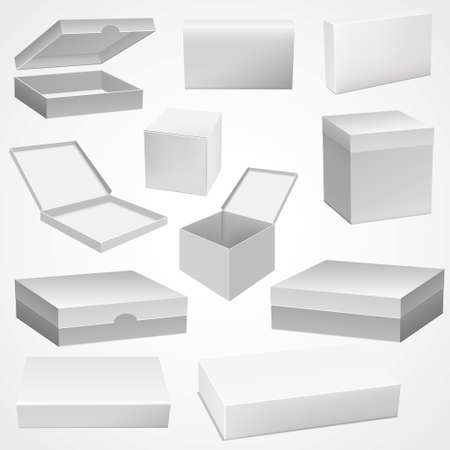 White boxes mockup concept in different styles の写真素材