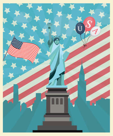 Independence day with statue of liberty vectorの写真素材