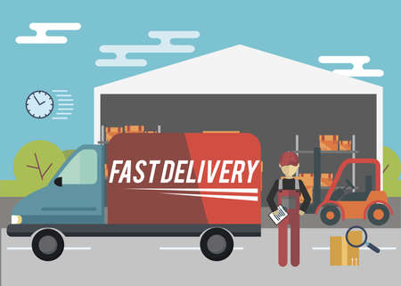 Fast Delivery Vector concept with isolated objectsの写真素材