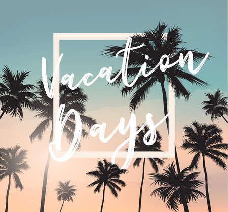 Concept of Cute Summer Palms with Frameのイラスト素材