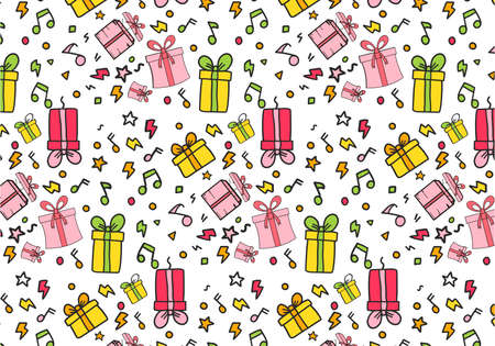 Concept of Hand Drawn Colourful gift bags patternの写真素材