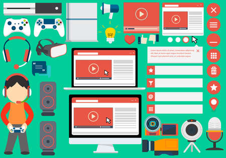 Flat Blogger collection of vector elements in union styleの写真素材