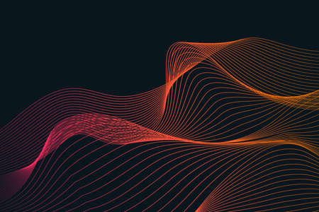 Abstract colorful waves and lines on dark backgroundのイラスト素材