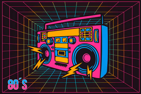Vintage Pop Party Eighties 80's Party Recorderのイラスト素材