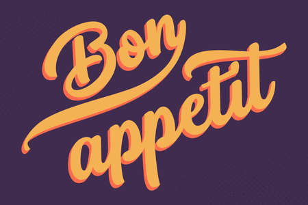 Bon Appetit lettering for poster or card on dark purple backgroundのイラスト素材