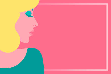 Beautiful woman face on pink background in pop art styleのイラスト素材