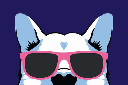 Nice isolated dog in cool pink glassesのイラスト素材
