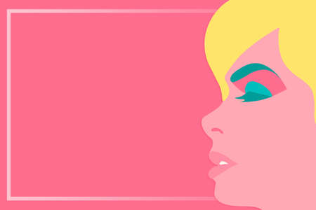 Beautiful woman on pink background in pop art styleのイラスト素材