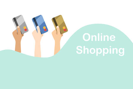 Hands holding the Credit cards on white backgroundのイラスト素材