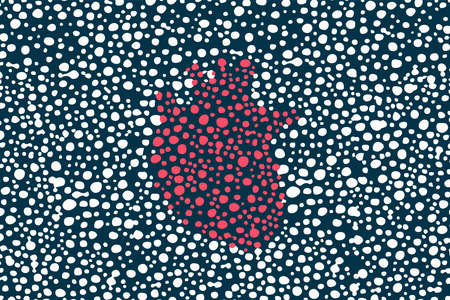 Heart of the white balls vector illustration on dark blue backgroundの写真素材