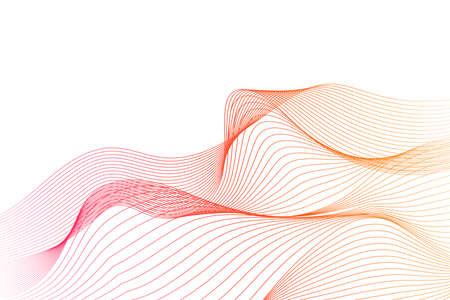 Colorful waves and lines on white backgroundの写真素材