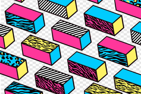 Concept of Trendy Memphis Isometric Pattern Vectorのイラスト素材