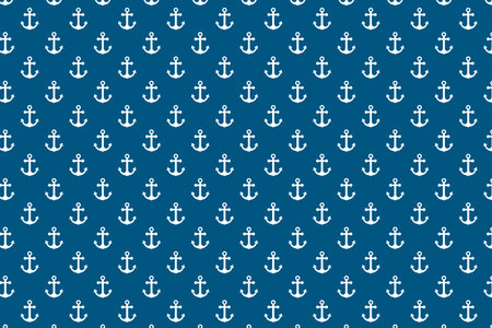 Anchor Pattern on blue background Vector Illustration