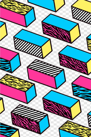 Concept of Trendy Memphis Isometric Pattern Vectorのイラスト素材