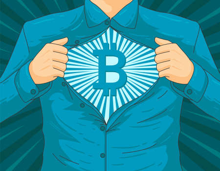 Concept of Male blockchain BTC hero vector illustrationのイラスト素材