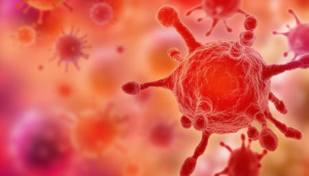 High resolution virus on natural red background