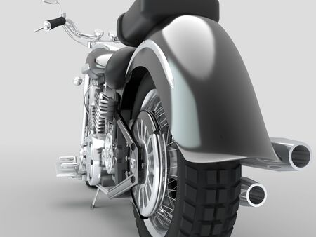 Custom motorcycle on light background. Rear wheel view.の写真素材