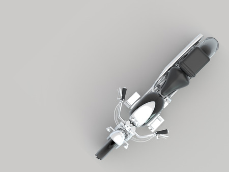 Custom motorcycle on light background. Top View.の写真素材