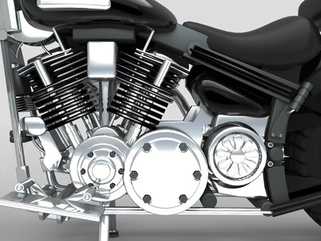 Custom motorcycle on light background. Engine View.の写真素材