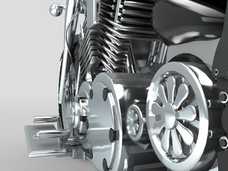 Custom motorcycle on light background. Engine View.の写真素材