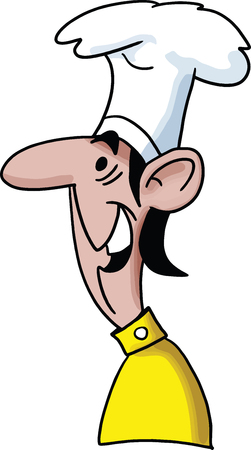 Funny looking cartoon chef wearing a yellow pullover vector illustrationのイラスト素材