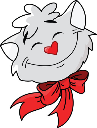 Cute cartoon cat with a heart shaped nose vector illustrationのイラスト素材
