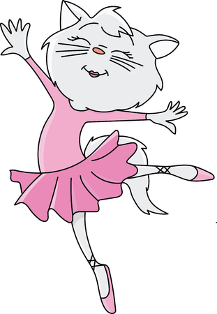Cartoon ballerina cat dancing happily vector illustrationのイラスト素材