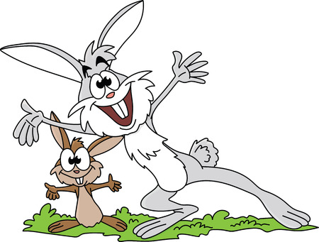 Cartoon bunnies smiling happily to the camera vector illustrationのイラスト素材