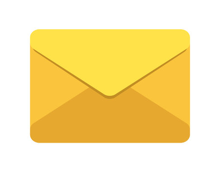 Vector icon yellow envelope. The postal envelope is in a flat style
