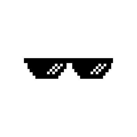 Creative vector illustration of pixel glasses. Thug life meme. Isolated on white background. Ghetto lifestyle culture art design. Mock up template.のイラスト素材