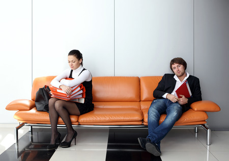 Two business people waiting for job interviewの写真素材
