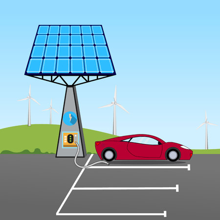 Solar powered car Vector illustration.のイラスト素材