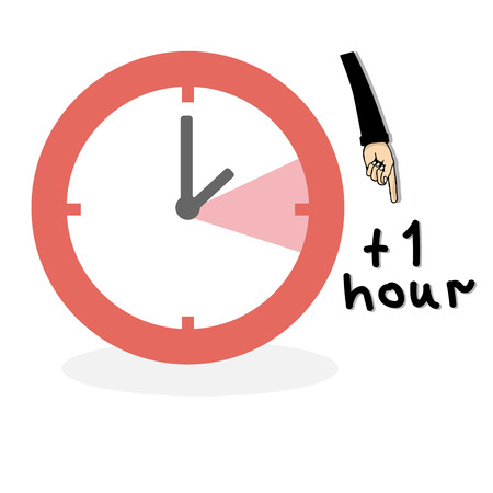 Time change spring day saving one hour forward illustration.のイラスト素材