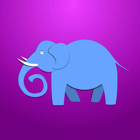 elephant in paper style in purpur backgroundのイラスト素材
