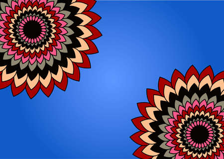 Colorful flower shaped ornaments set, paper flowers.のイラスト素材