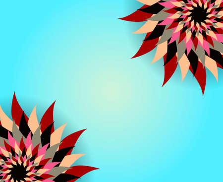 Colorful flower shaped ornaments set, paper flowers.のイラスト素材