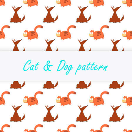 Black and white doodle dogs and cats seamlessのイラスト素材
