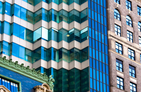 An abstract of different types of colorful architecture in New York Cityの写真素材