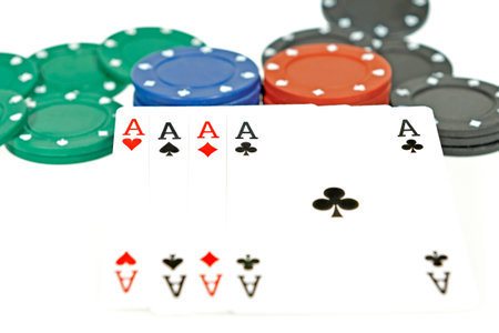 Card game and gambling on a white background