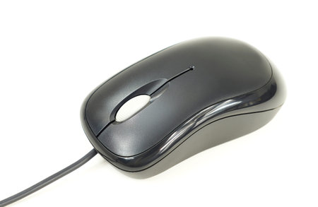 Black computer mouse isolated on a white background