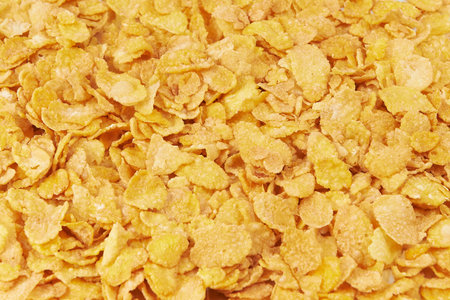 Closeup image of crunchy ecological cornflakes