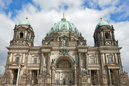 Berlin Cathedral with clouds and blue skies in the backgroundのeditorial素材