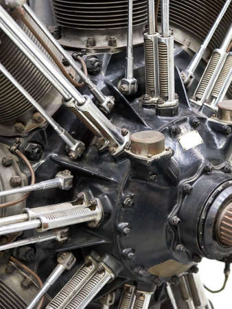 Closeup image of an old airplane star engineの写真素材
