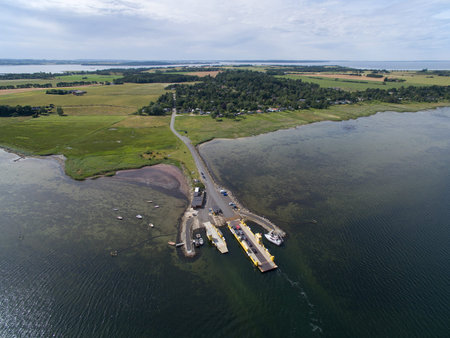 Aerial view of Oroe located close to Zealand, Denmarkの写真素材