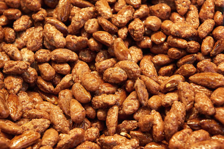 Closeup image of delicious candied almonds