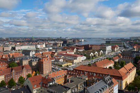 Copenhagen, Denmark seen from above on a sunny day with blue skiesの写真素材