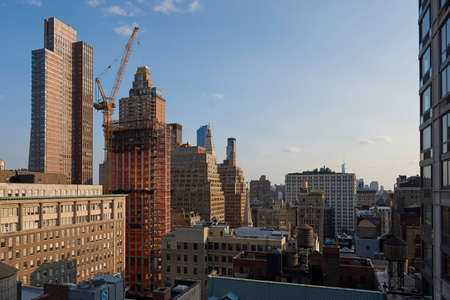 New York, USA seen from above on a sunny day with blue skiesのeditorial素材