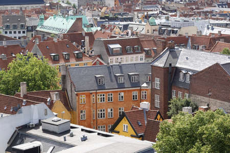 Aerial view of Copenhagen, Denmark on a sunny dayの写真素材