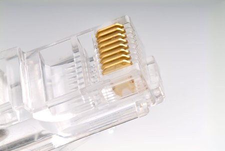 Contacts on an RJ45 plugの写真素材